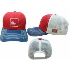 Stocked Trucker Mesh USA Flag Cap - LWFC Red/White/Blue