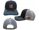 Stocked Trucker Mesh Leather Patch USA Flag Cap - LWLPFC Black/Grey