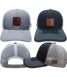 Stocked Trucker Mesh Leather Patch USA Flag Cap - LWLPFC Stocked Trucker Mesh Leather Patch USA Flag Cap - LWLPFC