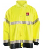 Water Proof, Breathable Hiviz Black Bottom Rain Jacket LWRAINBB