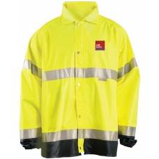 Water Proof, Breathable Hiviz Black Bottom Rain Jacket LWRAINBB